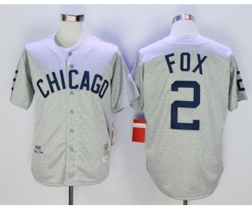 Men 1960 Chicago White Sox #2 Nellie Fox Mitchell & Ness Grey Authentic Throwback Jersey