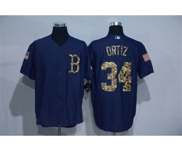 Men Boston Red Sox #34 David Ortiz Blue Camo New Cool Base Jerseys