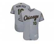 Men Chicago White Sox #10 Yoan Moncada Grey Flexbase Authentic Collection 2018 Memorial Day Stitched MLB Jersey