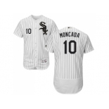 Men Chicago White Sox #10 Yoan Moncada White(Black Strip) Flexbase Authentic Collection Stitched MLB Jersey