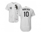 Men Chicago White Sox #10 Yoan Moncada White(Black Strip) Flexbase Authentic Collection Stitched MLB Jersey