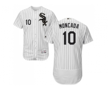 Men Chicago White Sox #10 Yoan Moncada White(Black Strip) Flexbase Authentic Collection Stitched MLB Jersey