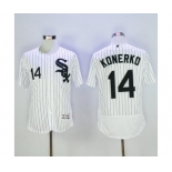 Men Chicago White Sox #14 Paul Konerko Majestic White Flexbase Authentic Collection Player Jersey