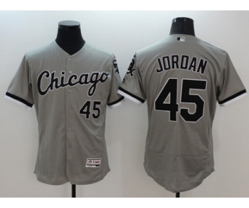 Men Chicago White Sox #45 Jordan Majestic Gray Flexbase Authentic Collection Player Jersey