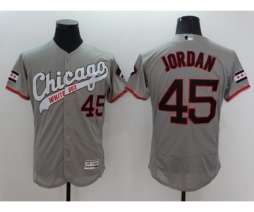 Men Chicago White Sox #45 Jordan Majestic Gray White Flexbase Authentic Collection Player Jersey