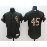 Men Chicago White Sox #45 Michael Jordan Majestic Green Salute to Service Flexbase Authentic Collection Jersey