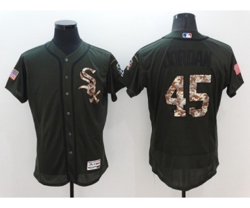 Men Chicago White Sox #45 Michael Jordan Majestic Green Salute to Service Flexbase Authentic Collection Jersey