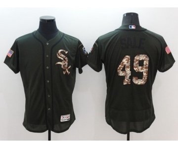 Men Chicago White Sox #49 Chris Sale Majestic Green Salute to Service Flexbase Authentic Collection Jersey