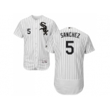 Men Chicago White Sox #5 Yolmer Sanchez White(Black Strip) Flexbase Authentic Collection Stitched MLB Jerseys