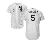 Men Chicago White Sox #5 Yolmer Sanchez White(Black Strip) Flexbase Authentic Collection Stitched MLB Jerseys