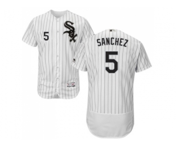 Men Chicago White Sox #5 Yolmer Sanchez White(Black Strip) Flexbase Authentic Collection Stitched MLB Jerseys