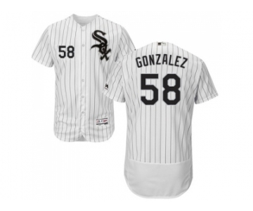 Men Chicago White Sox #58 Miguel Gonzalez White(Black Strip) Flexbase Authentic Collection Stitched MLB Jerseys