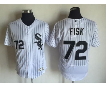 Men Chicago White Sox #72 Carlton Fisk Majestic White Flexbase Authentic Collection Player Jersey