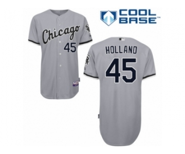 Men's Majestic Chicago White Sox #45 Derek Holland Replica Grey Road Cool Base MLB Jersey