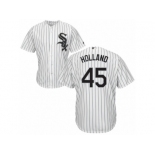 Men's Majestic Chicago White Sox #45 Derek Holland Replica White Home Cool Base MLB Jersey