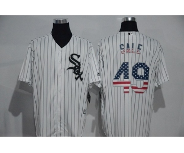 Men's Majestic Chicago White Sox #49 Chris Sale White USA Flag Fashion MLB Jersey