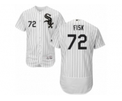 Men's Majestic Chicago White Sox #72 Carlton Fisk White Black Flexbase Authentic Collection MLB Jersey