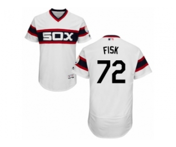 Men's Majestic Chicago White Sox #72 Carlton Fisk White Flexbase Authentic Collection MLB Jersey