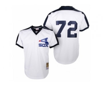 Men's Mitchell and Ness Chicago White Sox #72 Carlton Fisk Authentic White Throwback MLB Jersey