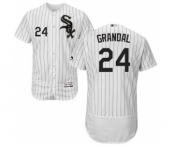 Men's White Sox #24 Yasmani Grandal White(Black Strip) Flexbase Authentic Collection Stitched Baseball Jersey