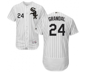 Men's White Sox #24 Yasmani Grandal White(Black Strip) Flexbase Authentic Collection Stitched Baseball Jersey