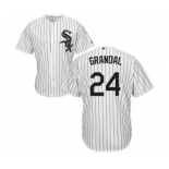 Men's White Sox #24 Yasmani Grandal White(Black Strip) New Cool Base Stitched Baseball Jersey