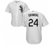 Men's White Sox #24 Yasmani Grandal White(Black Strip) New Cool Base Stitched Baseball Jersey