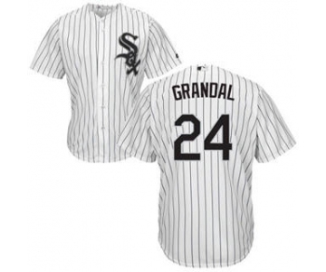 Men's White Sox #24 Yasmani Grandal White(Black Strip) New Cool Base Stitched Baseball Jersey