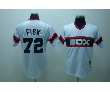 mlb chicago white sox #72 fisk m&n white