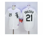 mlb jerseys chicago white sox #21 frazier white[black stripe]