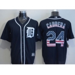 Detroit Tigers #24 Miguel Cabrera Navy Blue USA Flag Fashion Stitched Baseball Jerseys