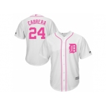 Detroit Tigers #24 Miguel Cabrera White Home 2016 Mother's Day Cool Base Jersey