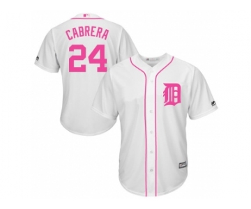 Detroit Tigers #24 Miguel Cabrera White Home 2016 Mother's Day Cool Base Jersey