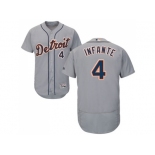 Detroit Tigers #4 Omar Infante Grey Flexbase Authentic Collection Stitched MLB Jersey