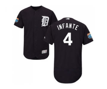 Detroit Tigers #4 Omar Infante Navy Blue Flexbase Authentic Collection Stitched MLB Jersey