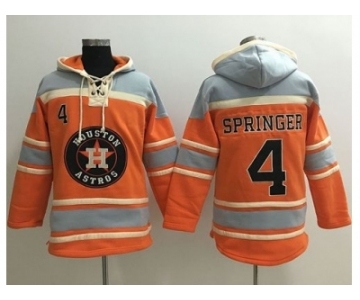 Houston Astros #4 George Springer Orange Sawyer Hooded Sweatshirt MLB Hoodie