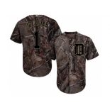 Men Detroit Tigers #1 Jose Iglesias Camo Realtree Collection Cool Base Stitched MLB Jersey