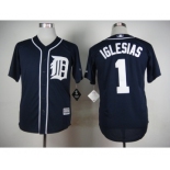 Men Detroit Tigers #1 Jose Iglesias Navy Blue 2016 Official Cool Base Jersey