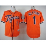 Men Detroit Tigers #1 Jose Iglesias Orange 2016 Official Cool Base Jersey