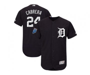 Men Detroit Tigers #24 Miguel Cabrera Majestic Navy 2018 Spring Training Flex Base Player Jersey