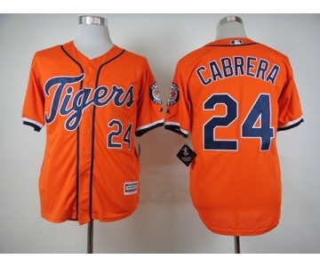 Men Detroit Tigers #24 Miguel Cabrera Orange 2016 Official Cool Base Jersey