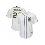 Men Detroit Tigers #24 Miguel Cabrera White New Cool Base 2018 Memorial Day Stitched MLB Jersey