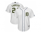 Men Detroit Tigers #24 Miguel Cabrera White New Cool Base 2018 Memorial Day Stitched MLB Jersey