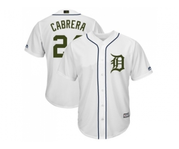 Men Detroit Tigers #24 Miguel Cabrera White New Cool Base 2018 Memorial Day Stitched MLB Jersey