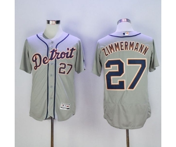 Men Detroit Tigers #27 Jordan Zimmermann Majestic Gray Flexbase Authentic Collection Player Jersey