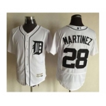 Men Detroit Tigers #28 J. D. Martinez Majestic White Flexbase Authentic Collection Player Jersey