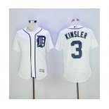 Men Detroit Tigers #3 Ian Kinsler Majestic White Flexbase Authentic Collection Player Jersey