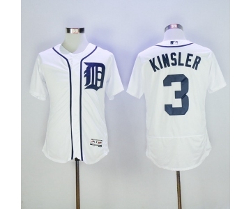 Men Detroit Tigers #3 Ian Kinsler Majestic White Flexbase Authentic Collection Player Jersey