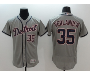 Men Detroit Tigers #35 Justin Verlander Majestic Gray Flexbase Authentic Collection Player Jersey