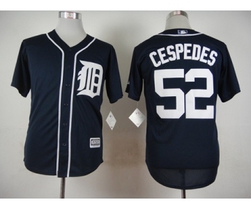 Men Detroit Tigers #52 Yoenis Cespedes Navy Blue 2016 Official Cool Base Jersey